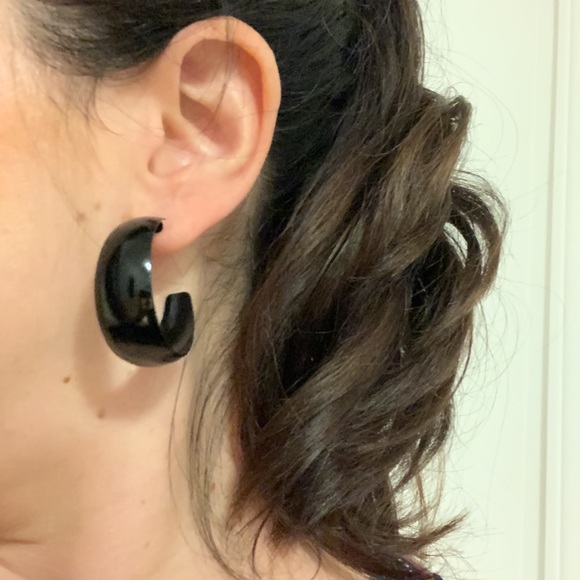 Free with bundle!!! Black chunky hoop earrings - Picture 3 of 3